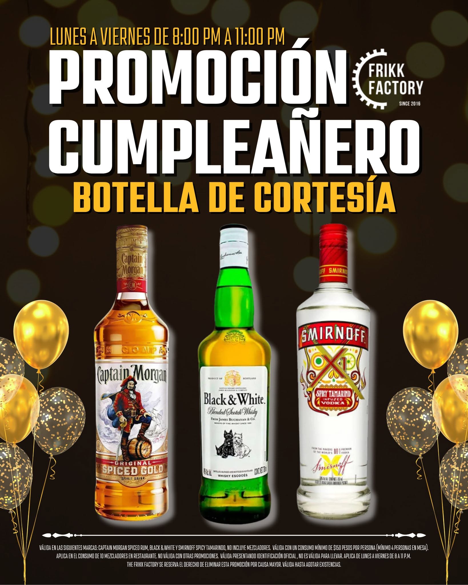 Flyer promoción cumpleañero: botella de cortesía
